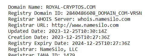 Проверка сайта Royal Cryptos com