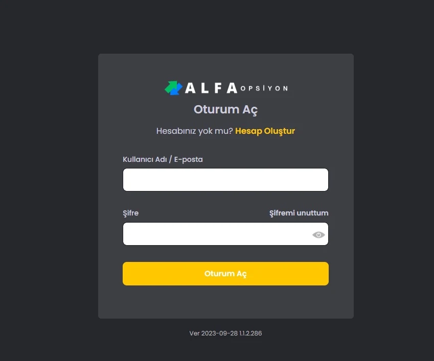 Авторизация на ALFA Opsiyon