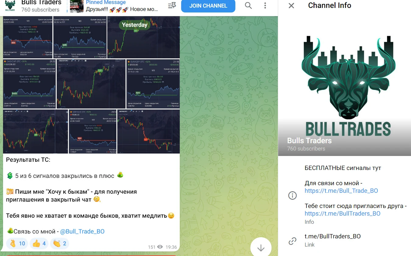 ТГ канал проекта Bull Trader