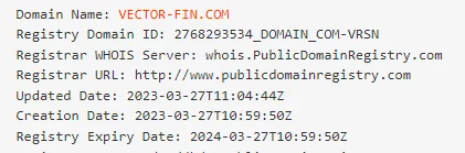 Проверка домена сайта Vector Fin Net