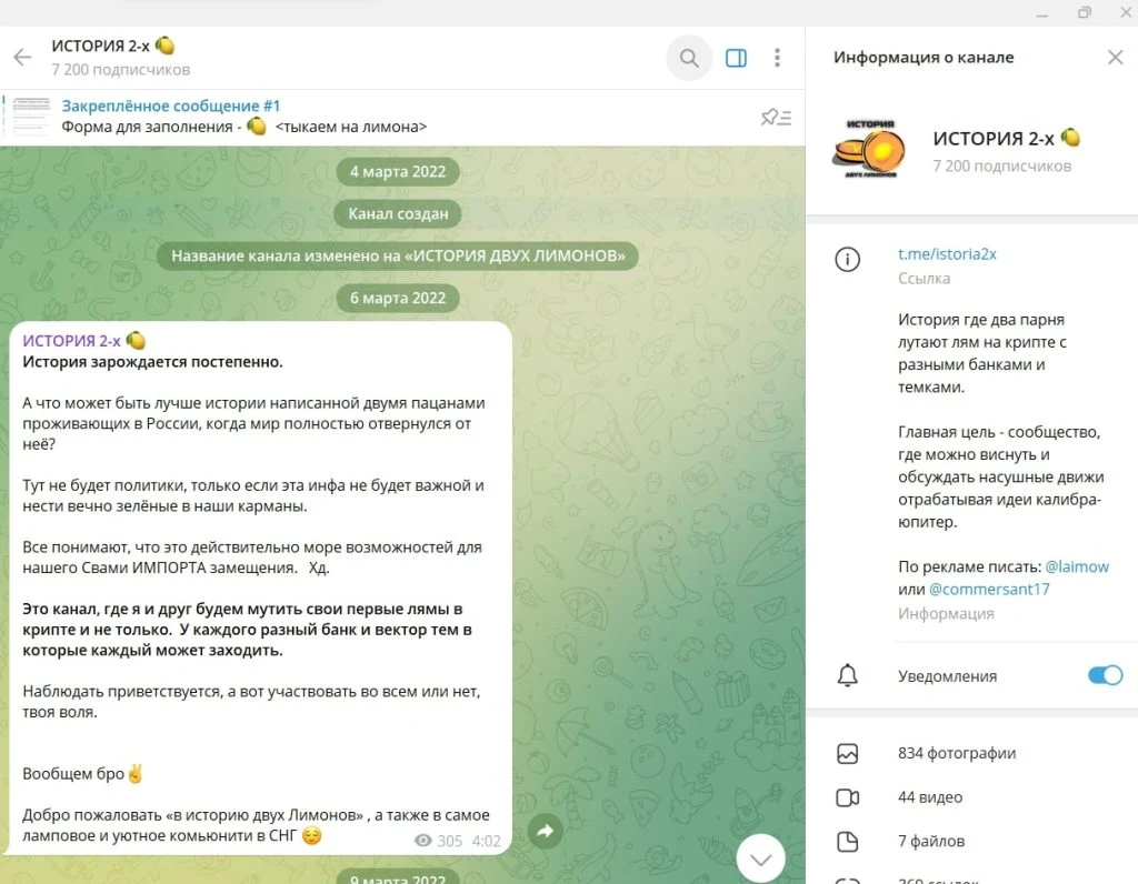 История двух лимонов тг