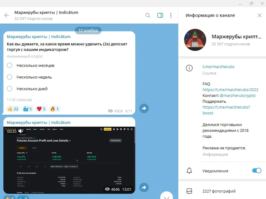 Маржерубы Индикатум телеграм