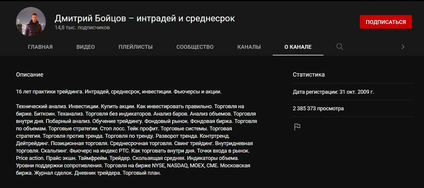 Ютуб Дмитрия Бойцова
