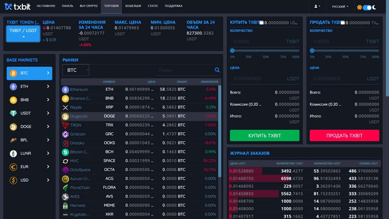  Торговля на Txbit io