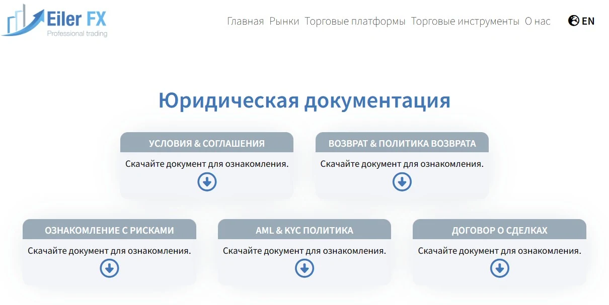 Документация компании Eilerfx Trade