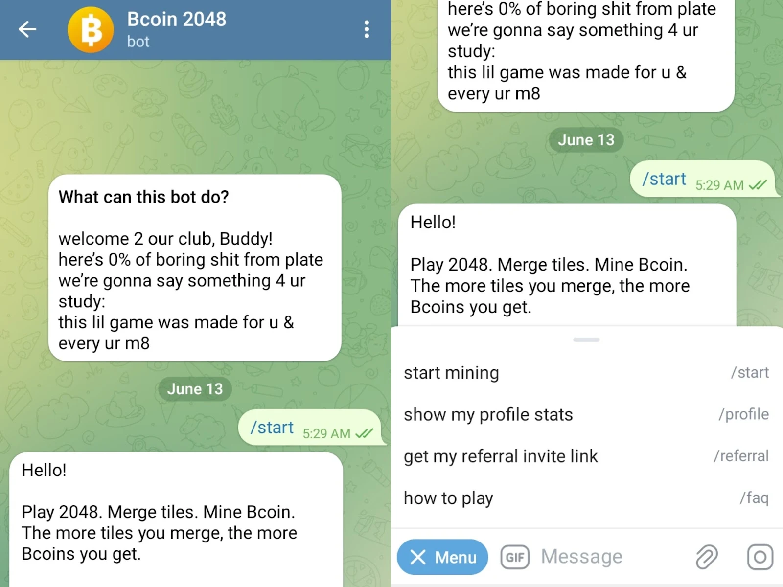 bcoin 2048 в телеграмме