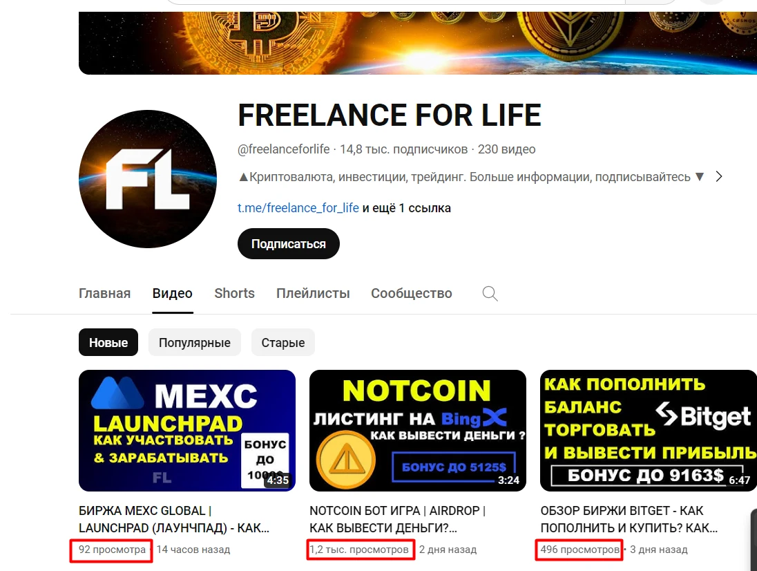 Ютуб проекта Freelance for Life