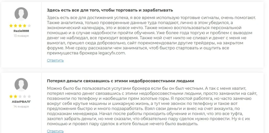 LegacyFx отзывы клиентов