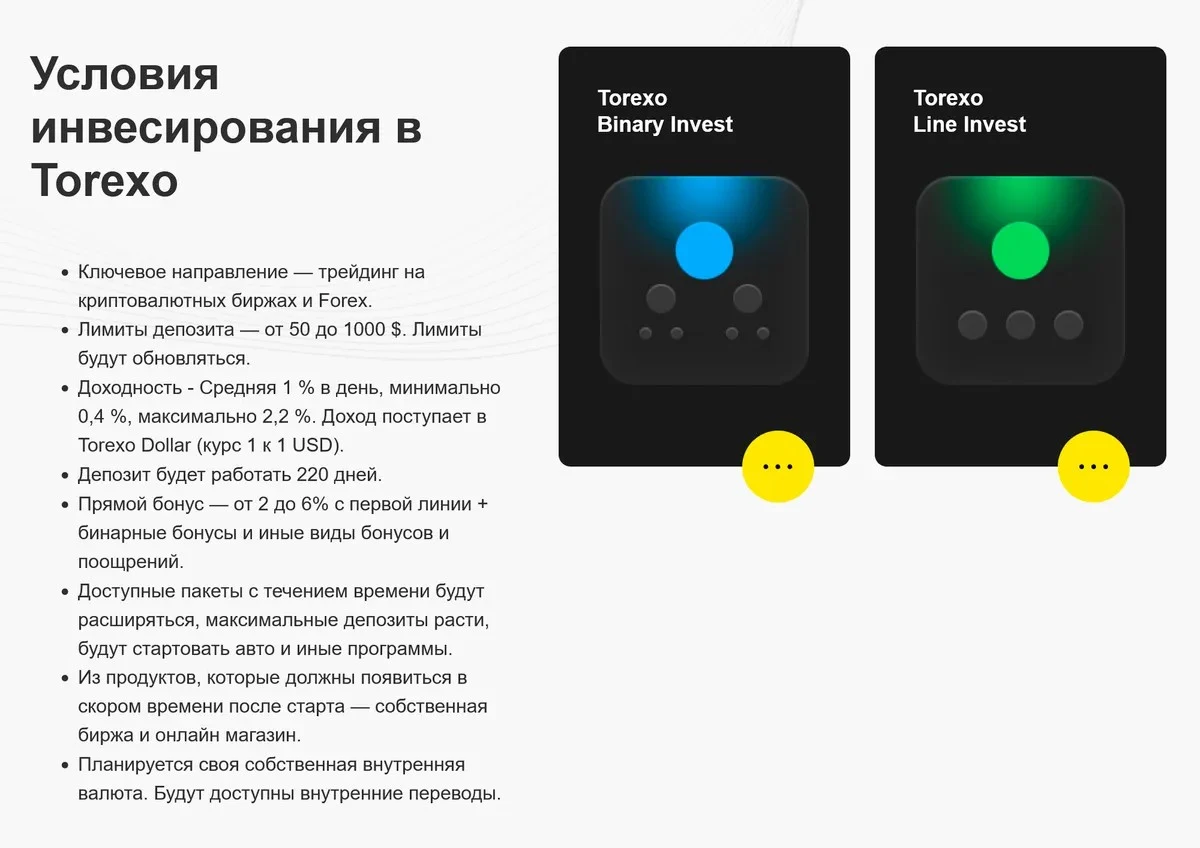 Torexo Инвестиционные продукты