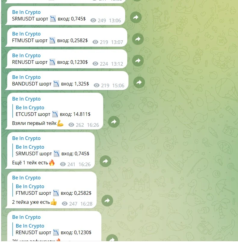 Телеграм Ян Громов Be In Crypto прибыль