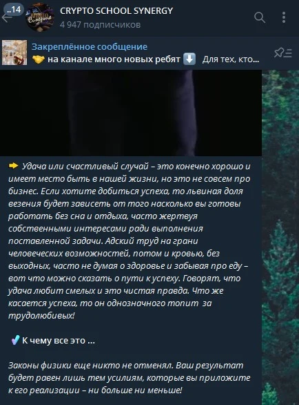 Телеграм Крипто Скул Синерджи мотивационные посты