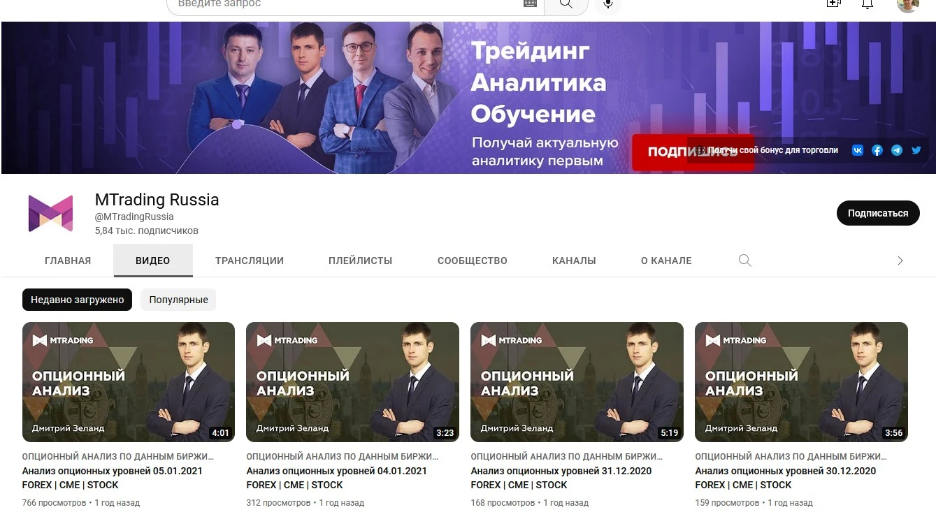 Брокер M trading ютуб