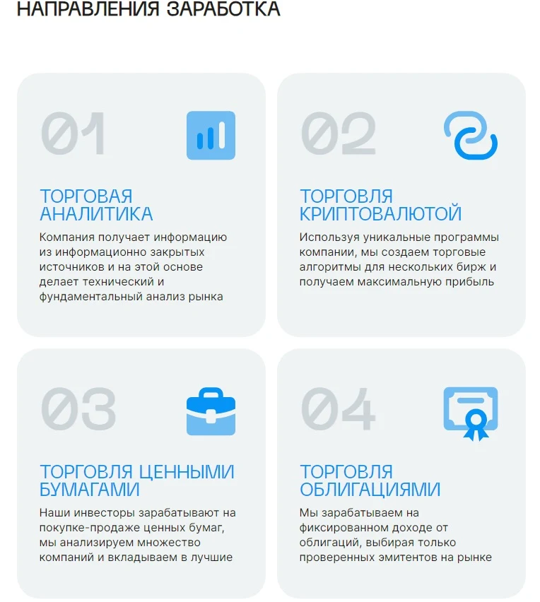 Gambit Invest - направления заработка