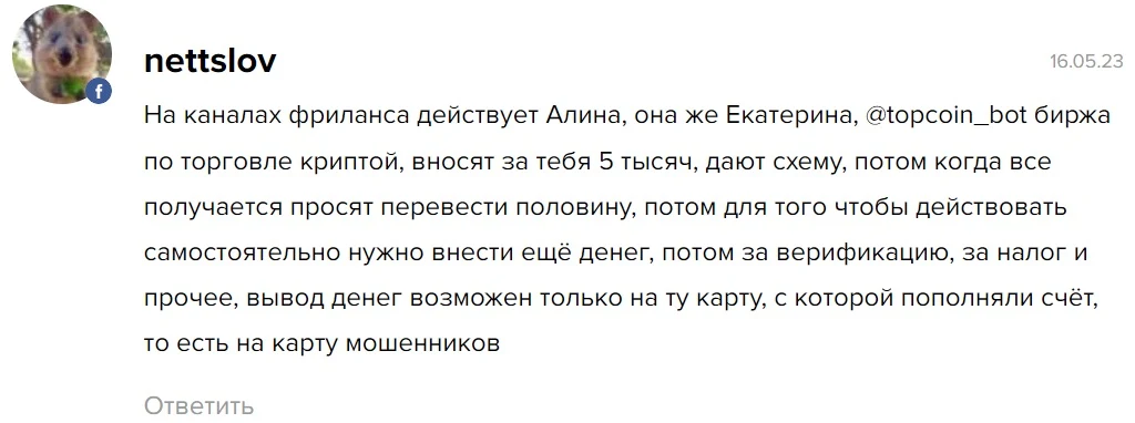 Отзывы о Topcoin Bot