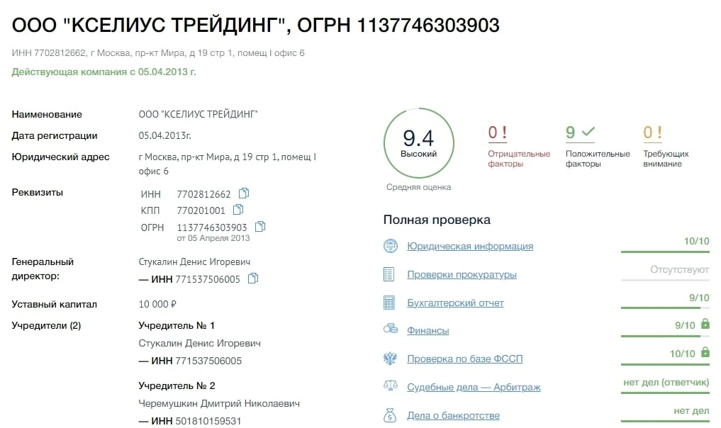 ООО Кселиус трейдинг