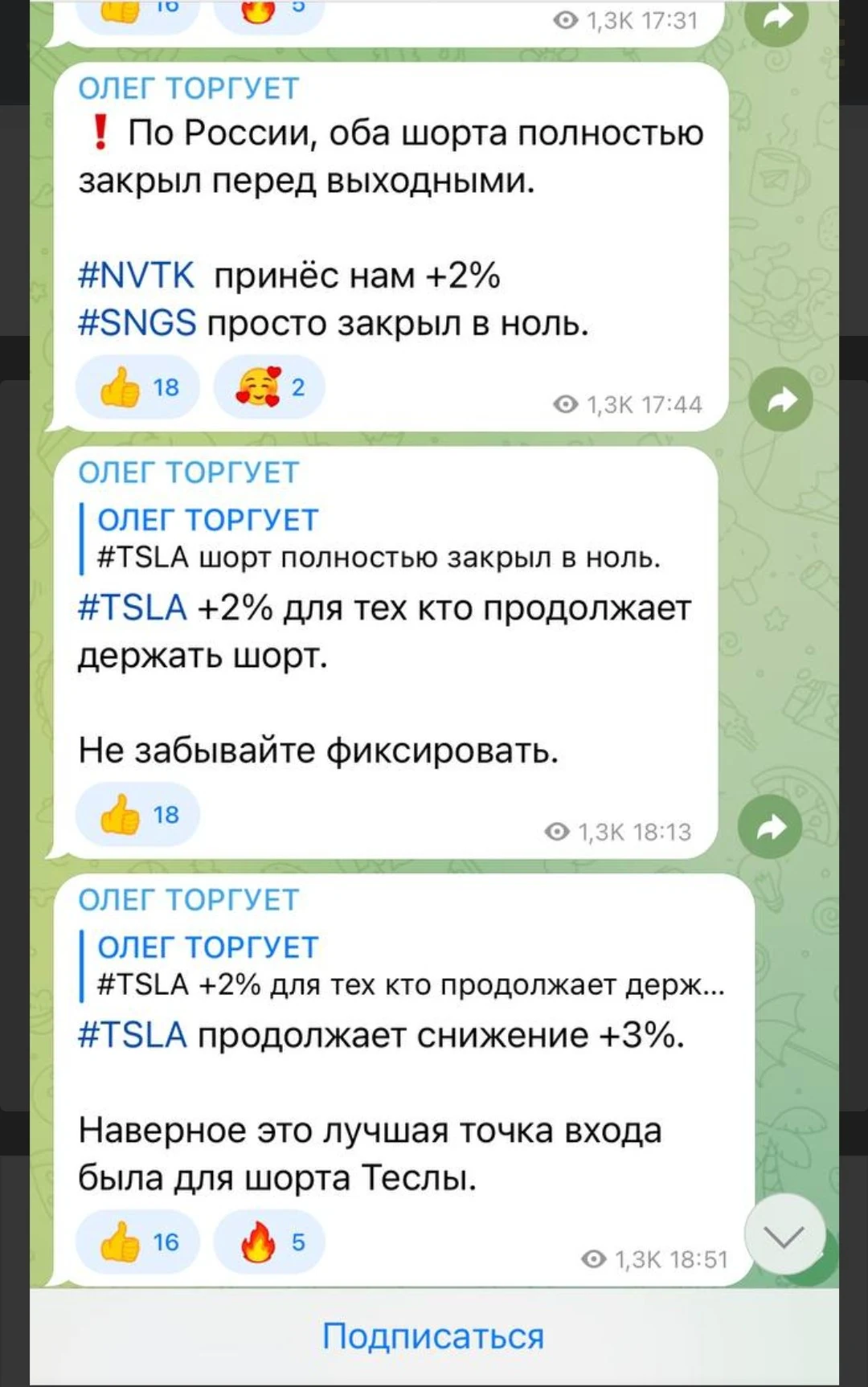 Олег торгует телеграмм