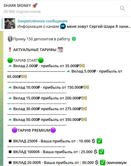 Shark Serega обзор деятеьности