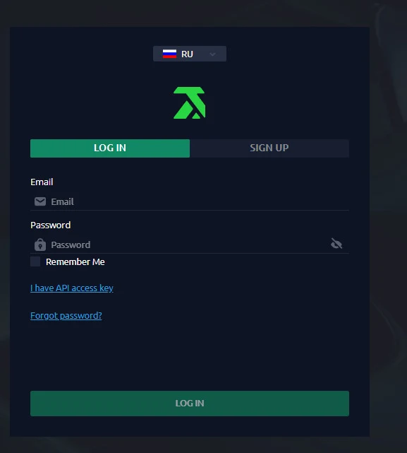 Регистрация на платформе Tride Avor