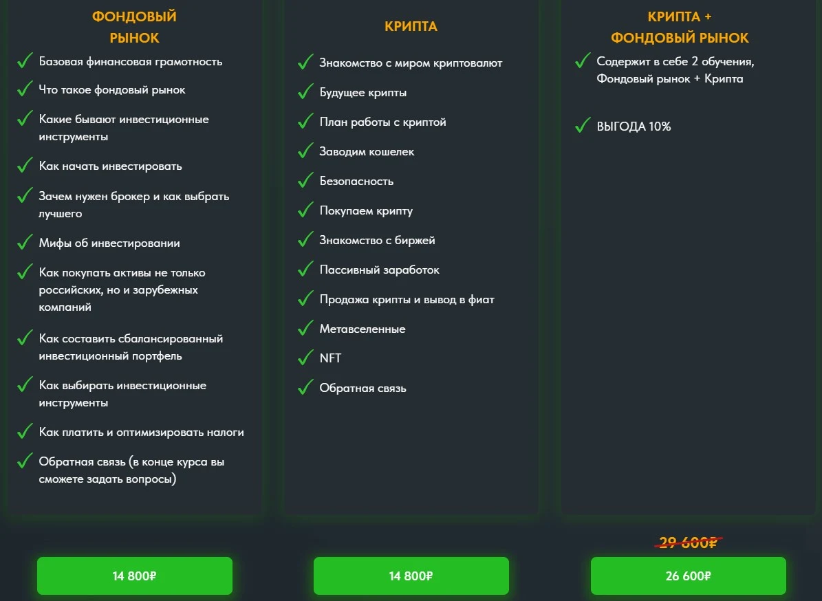 Стоимость курсов Alife Invest
