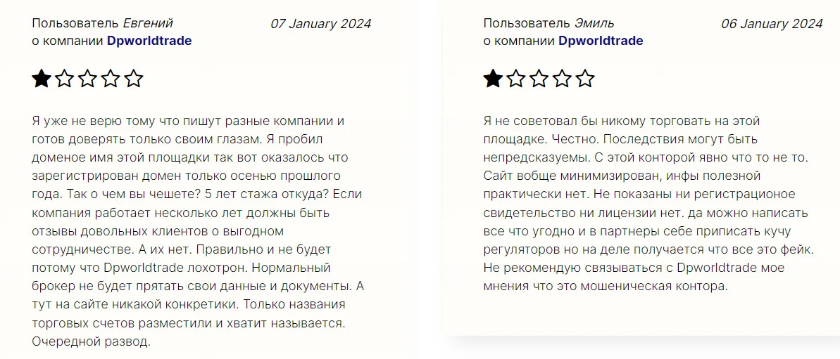 Отзывы о Dpworldtrade.net