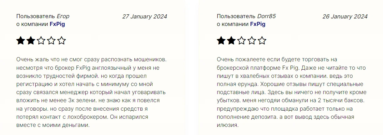 Отзывы о брокерской компании FxPig 