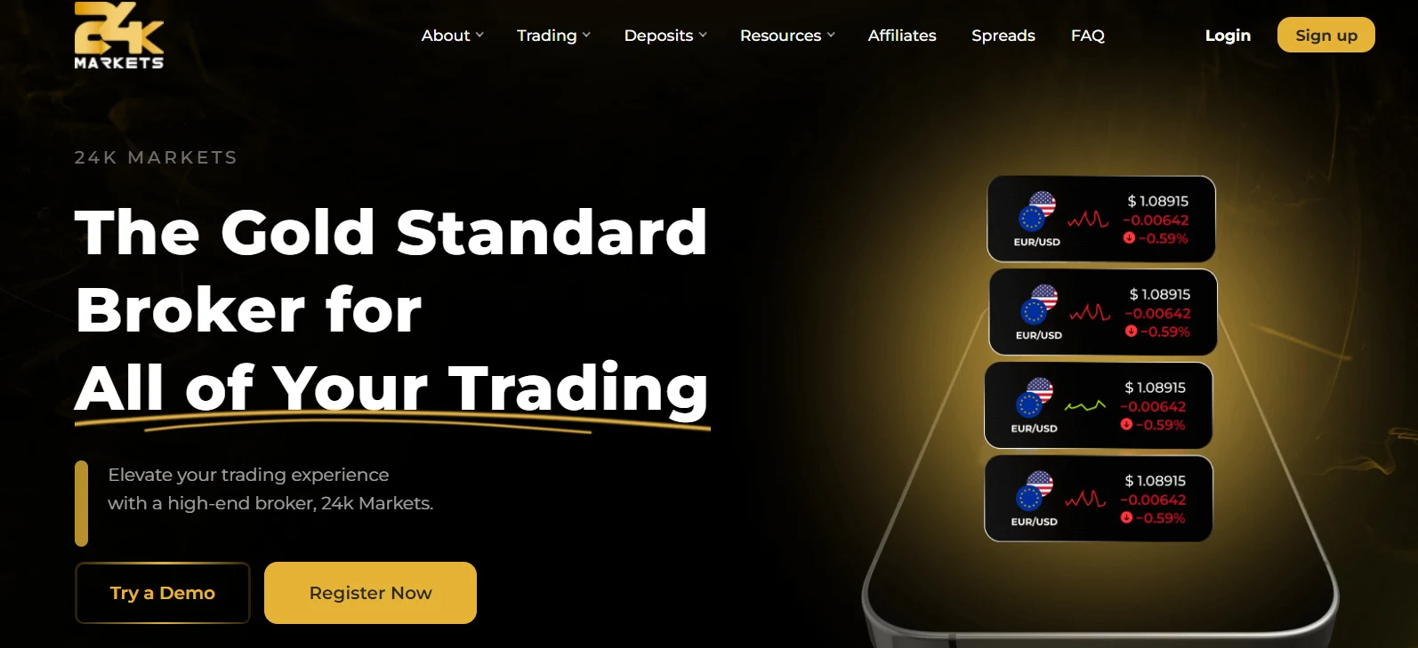 Сайт платформы 24 k Markets