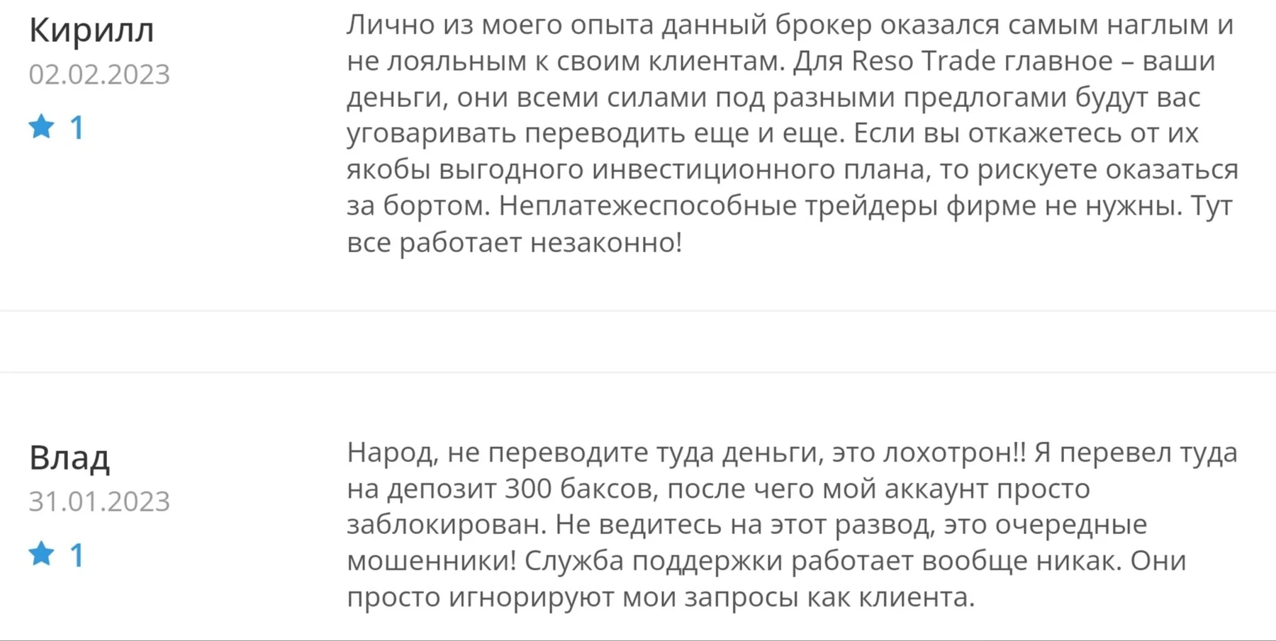 Отзывы о Ресо Трейд