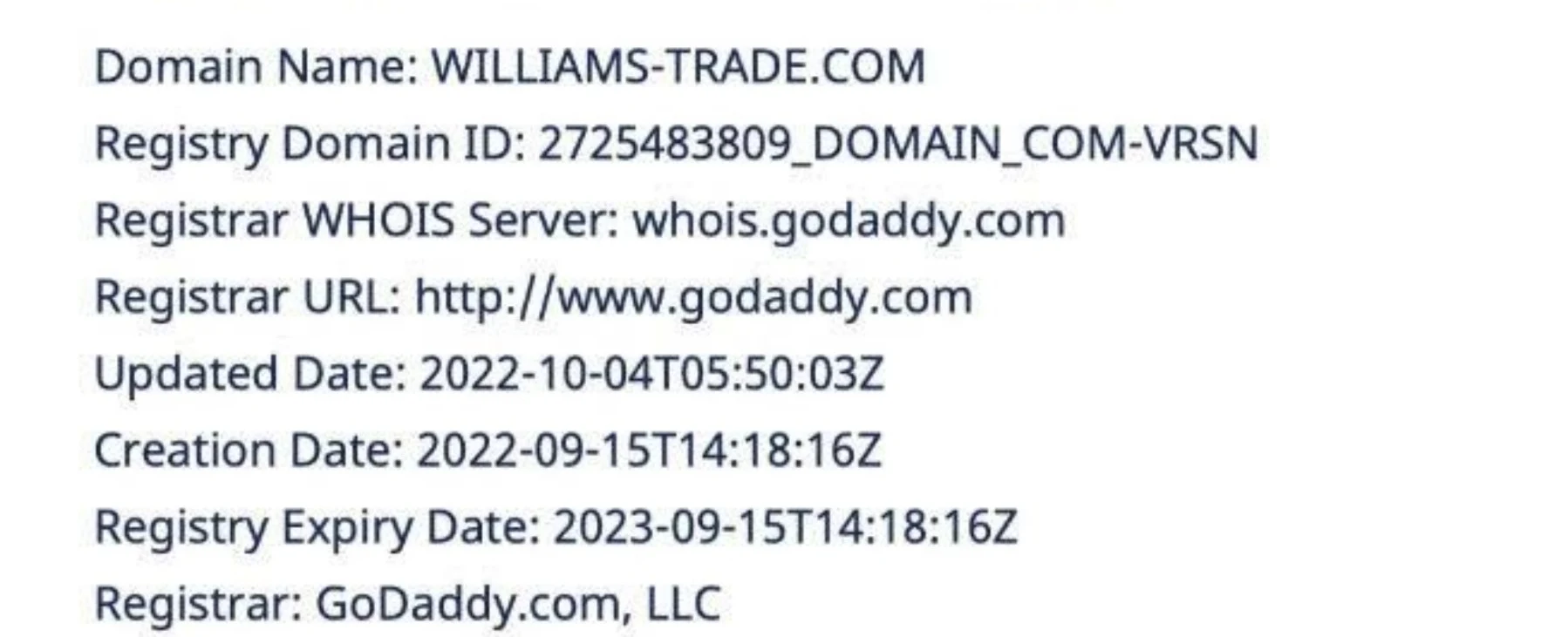 Williams Trade регистрация домен