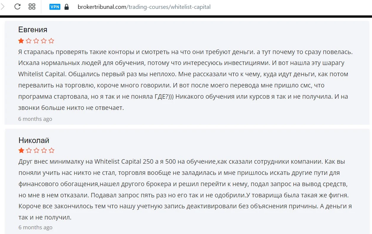 Отзывы о Whitelist capital