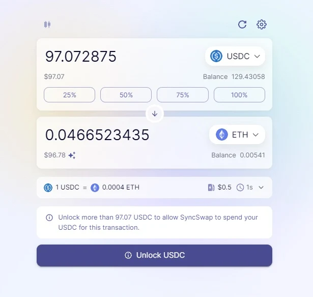 Обмен на ZkSync